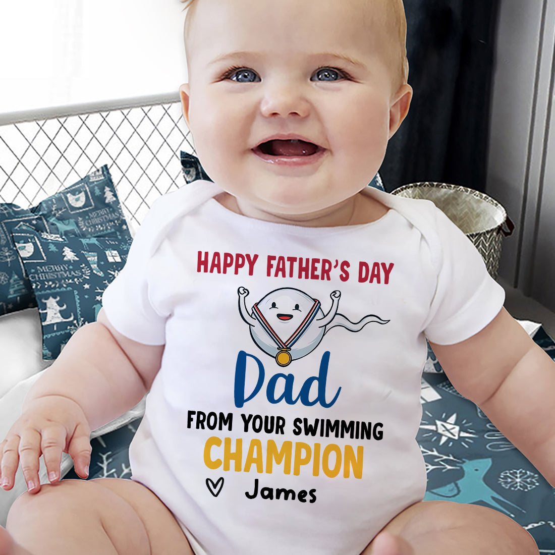 From Your Swimming Champion Baby Onesie Personalized Father's Day Gift