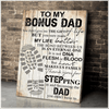 To My Bonus Dad Thanks For Stepping In Canvas Gift For Step dad