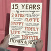 15 Year Milestone 15th Wedding Anniversary Personalized Canvas