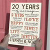 20 Year Milestone 20th Wedding Anniversary Personalized Canvas