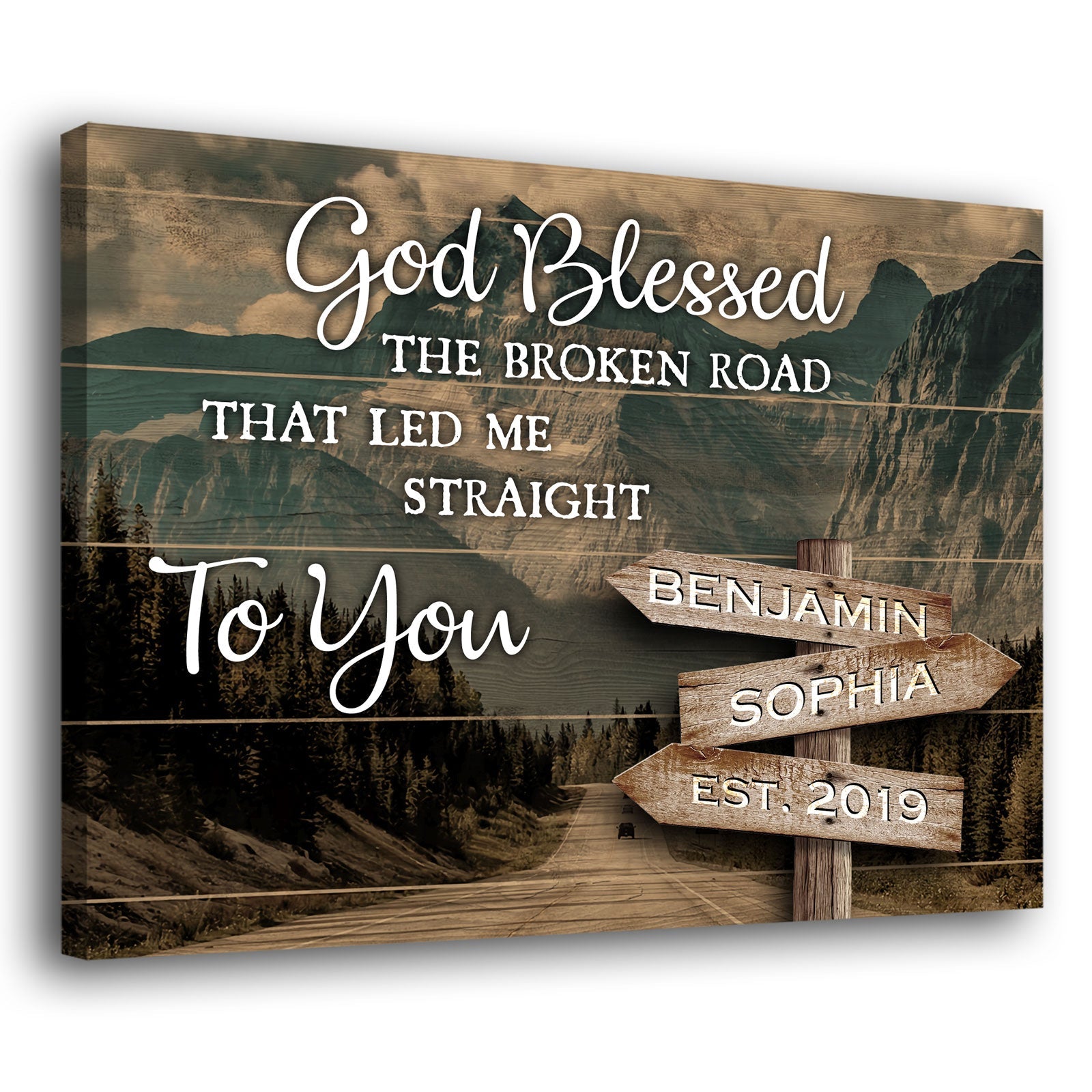 Personalized Street Sign Print Engagement Anniversary Canvas Couple
