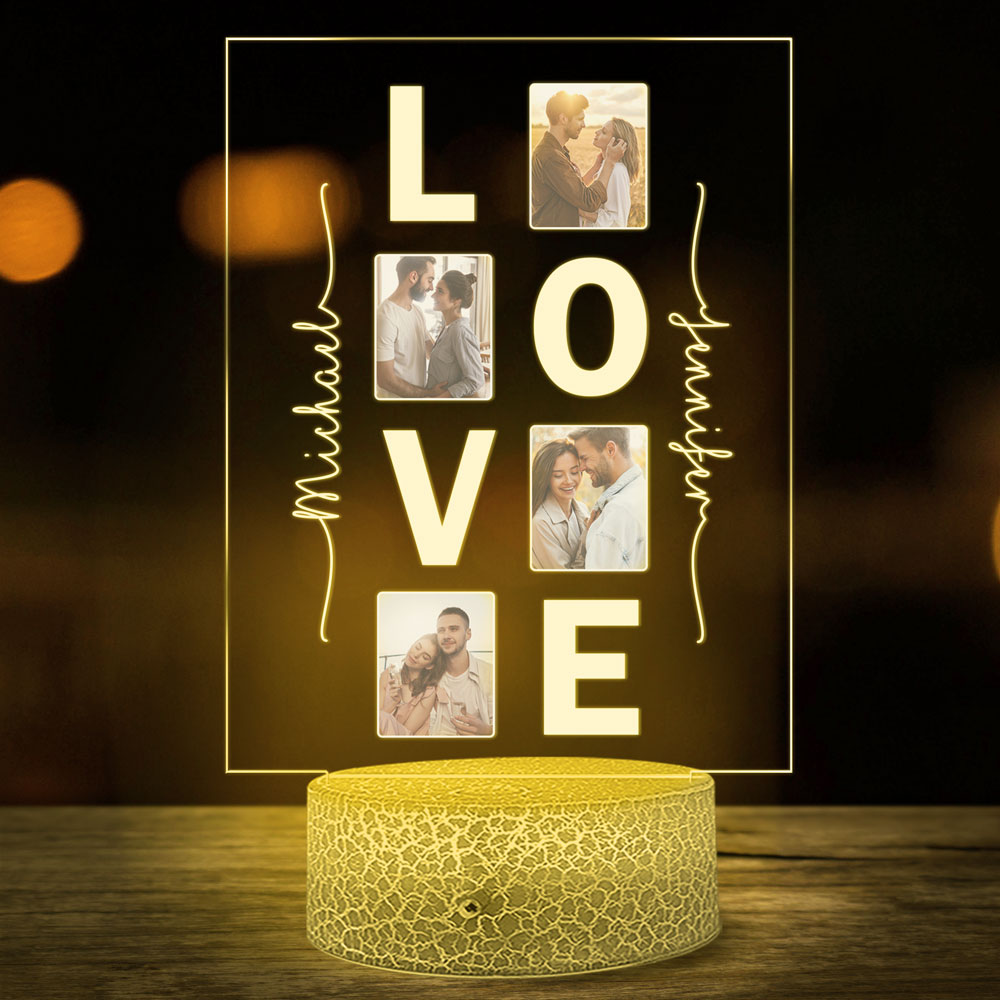 Anniversary Gift for Her For Him Personalized Image Love Night Light - Family Panda