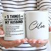 Couple 5 Things About Husband Funny Personalized Mug