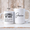 Couple 5 Things About Wife Funny Personalized Mug