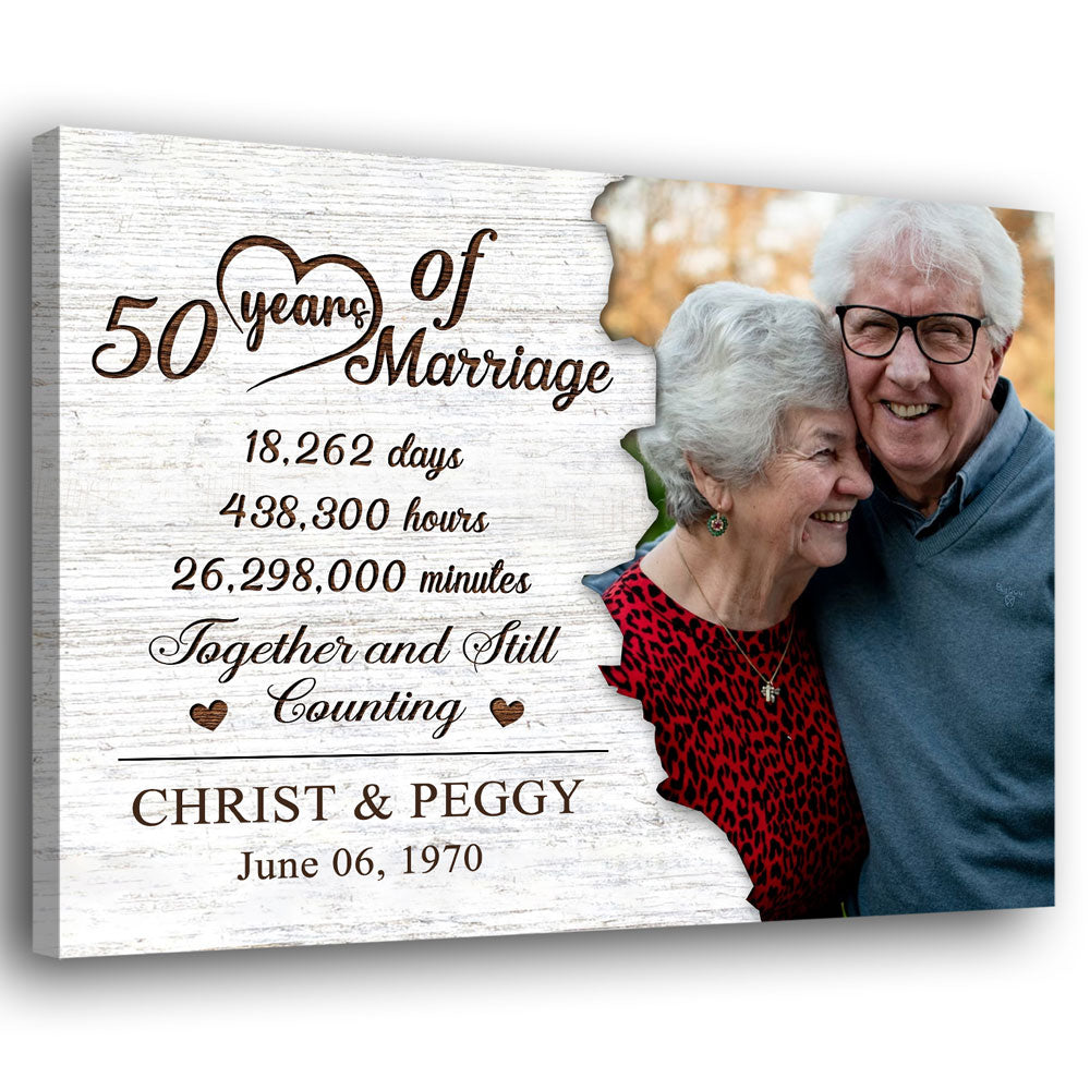Couple 50 Years Wedding Anniversary Still Counting Personalized Canvas