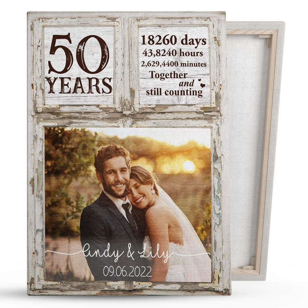 Couple Husband Wife 50th Wedding Anniversary Personalized Canvas
