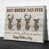 93128-Father&#39;s Day Best Buckin Dad Ever Personalized Canvas H3