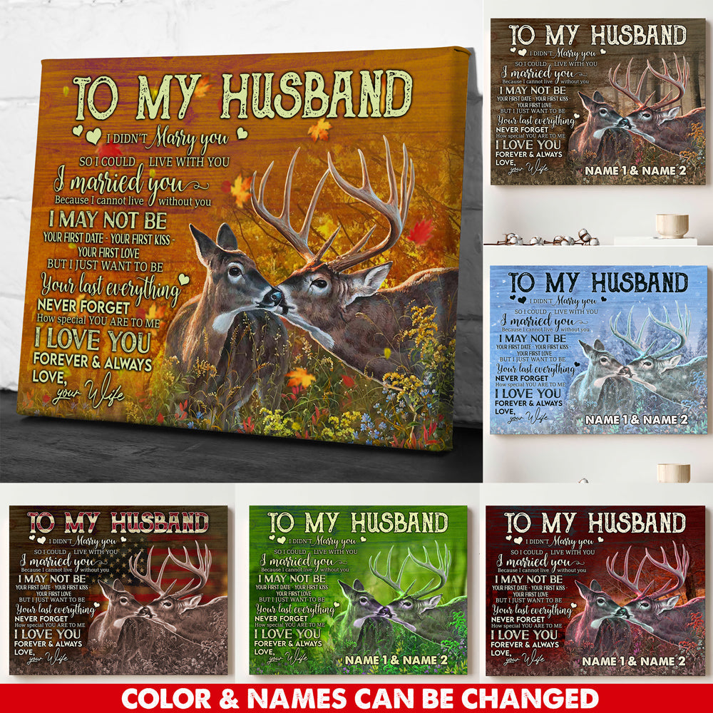 93241-Father's Day To My Hunting Husband Gift From Wife Personalized Canvas H6