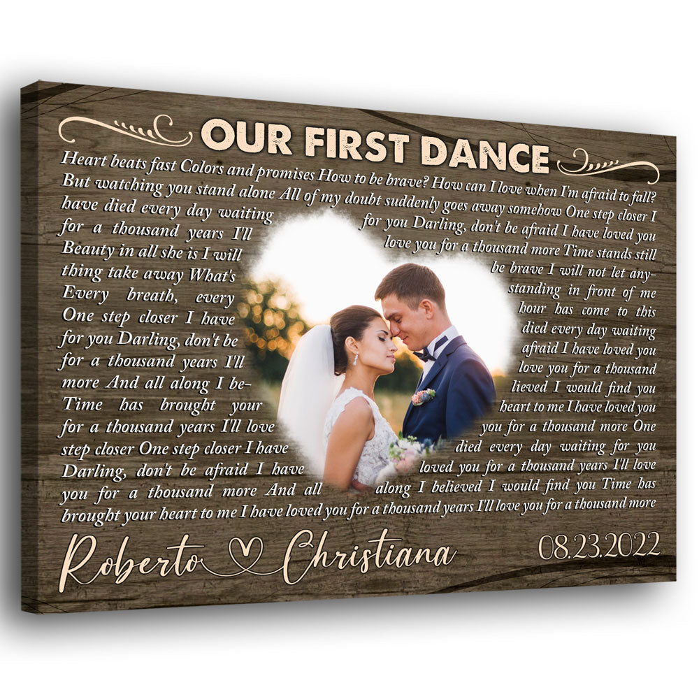 First Dance Song Lyrics Anniversary Wife Husband Personalized Canvas