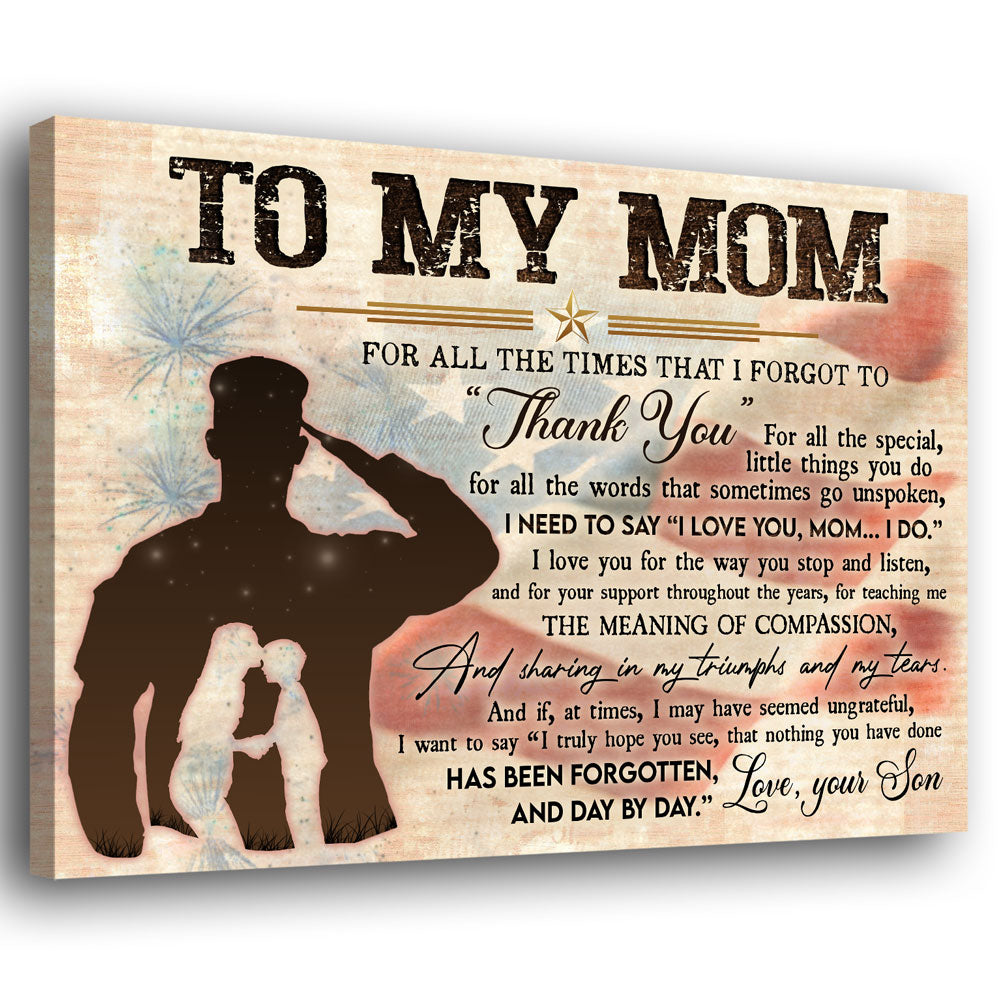 I Love You Mom Soldier Canvas Personalized Gift For Mom From Son