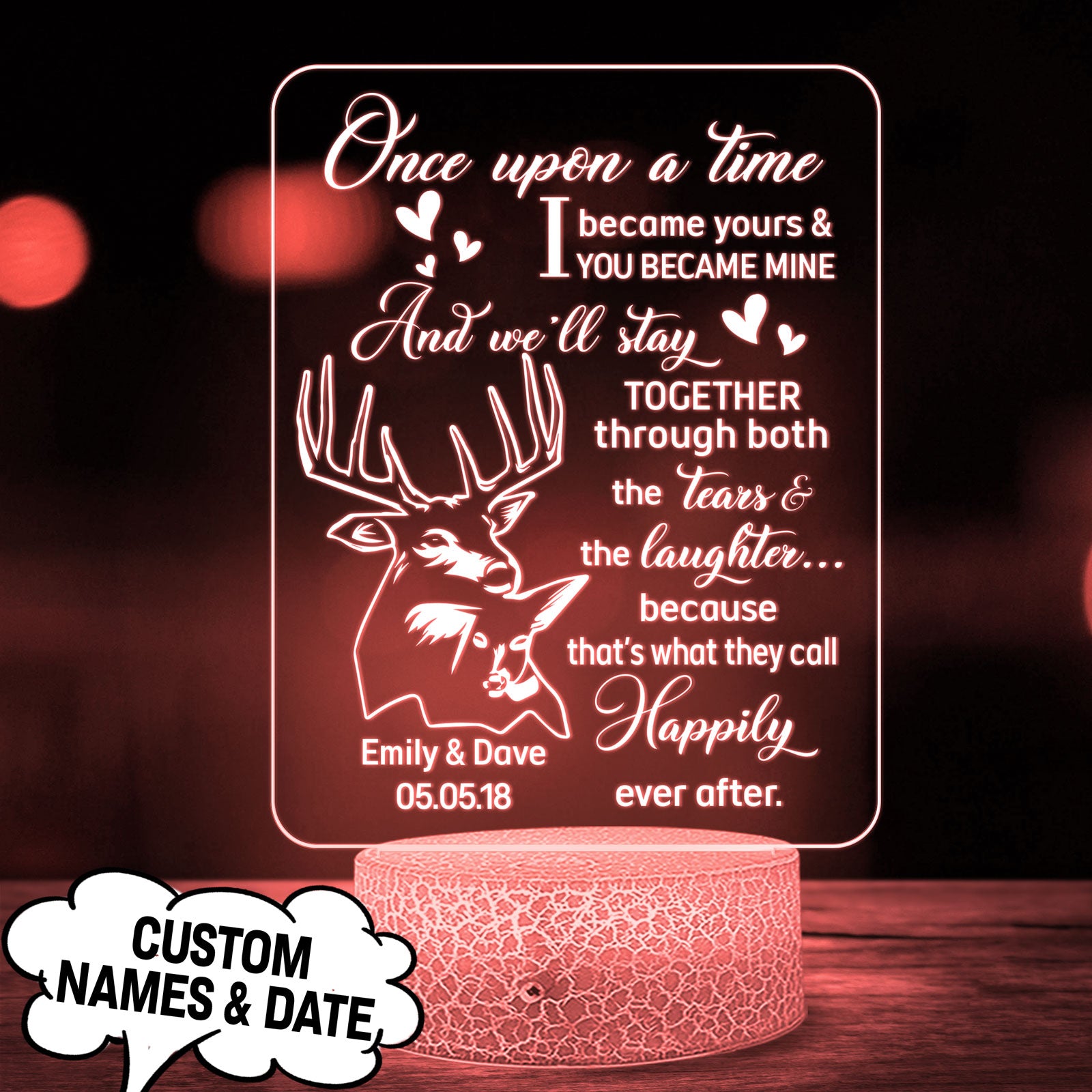 Hunting Deer Couple Happily Ever After Personalized Night Light