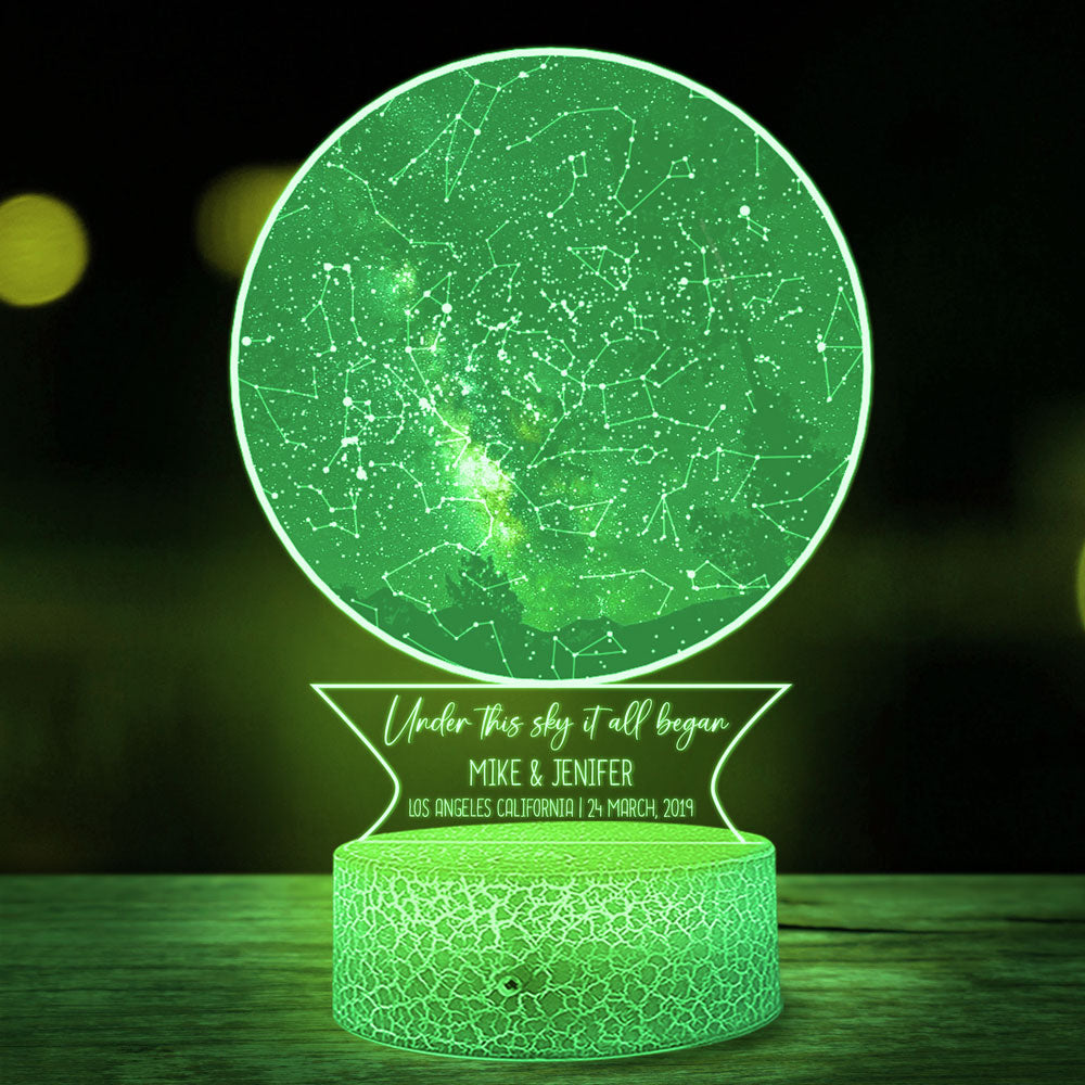 95073-Anniversary Lamp It All Began Personalized Star Map Sky Night Light H0