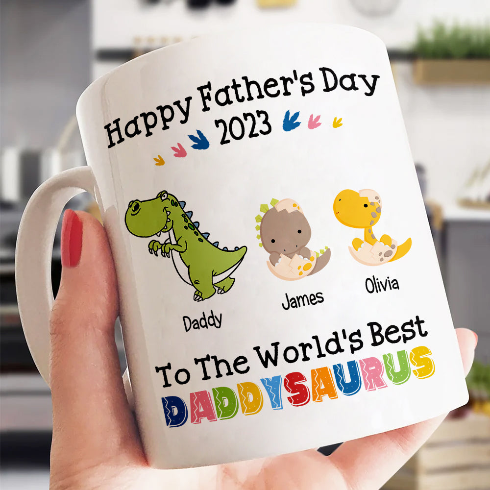 World's Best Daddysaurus Mug Personalized Father's Day Gift For Dad