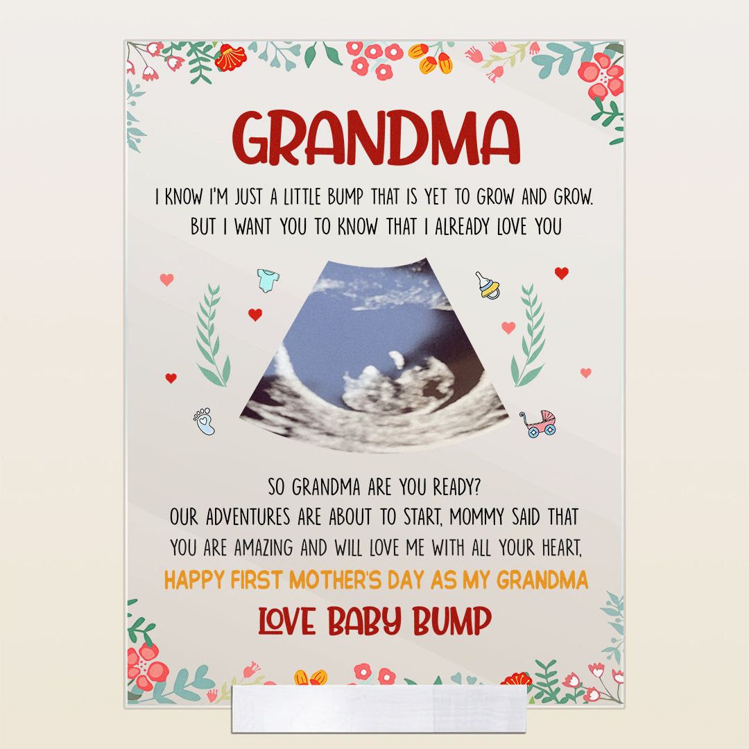 I'm Just A Little Bump Acrylic Plaque Personalized Gift for Grandma