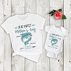 Personalized Our First Mother&#39;s Day Mommy And Me Matching Shirt Dolphin Onesie