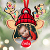 Cute Reindeer Baby Photo Wood Ornament Personalized Gift For Baby