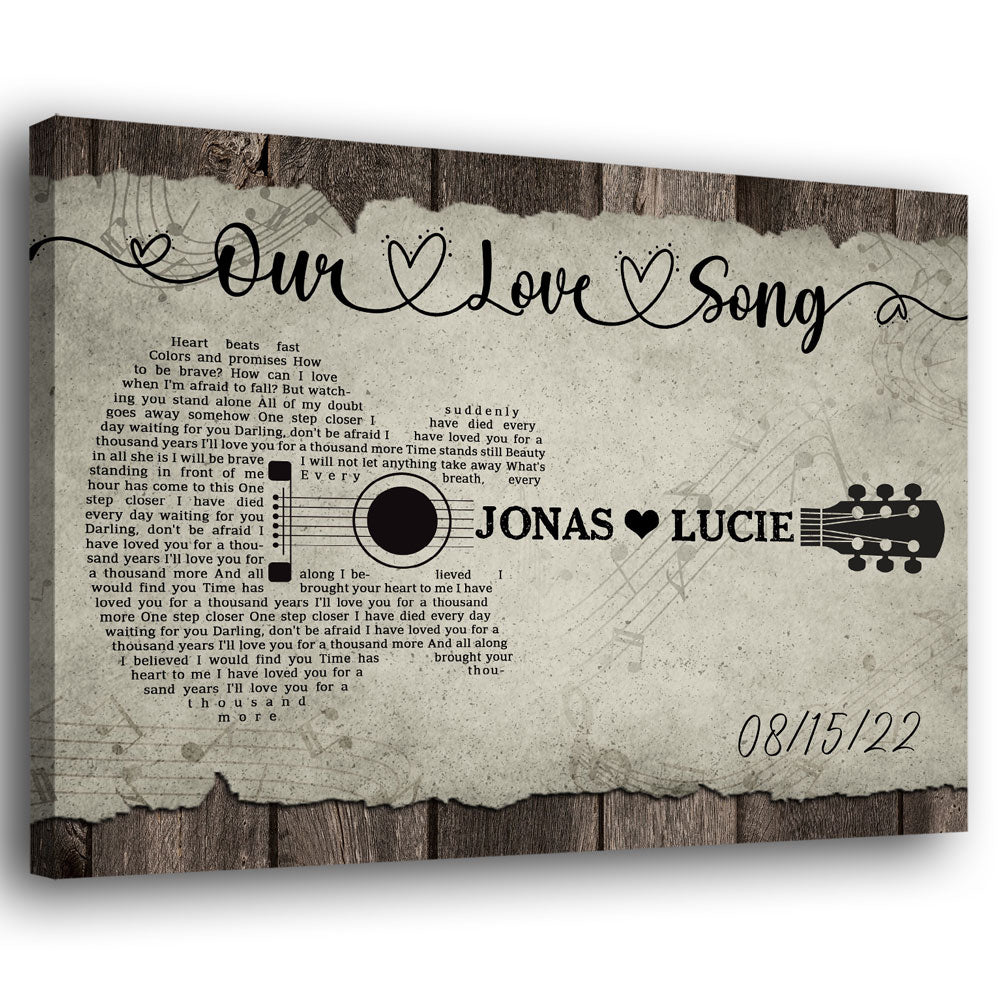 Song Lyrics Anniversary Music Guitar Vintage Personalized Canvas