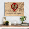 Personalized Where It All Began Custom Map Anniversary Couple Canvas