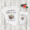 Personalized Our First Mother&#39;s Day Mommy And Me Matching Shirt Sloth Onesie