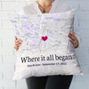 Anniversary Couple Where It All Began Map Personalized Pillow Cover