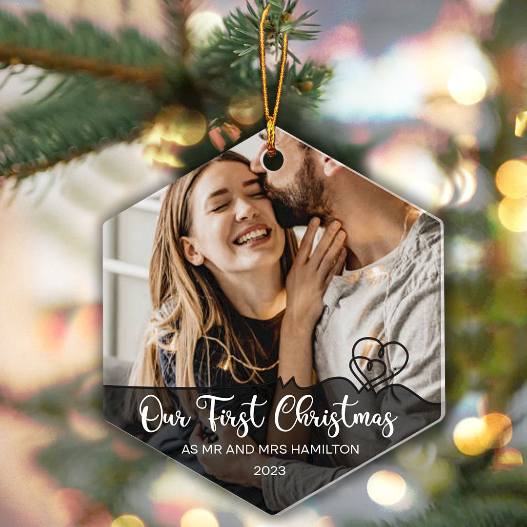First Christmas As Mr and Mrs Ornament Personalized Christmas Gift For Couple, For Him/Her